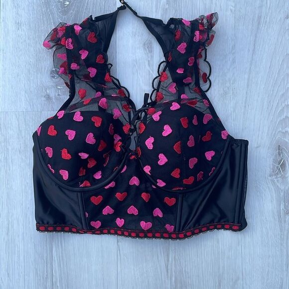 VICTORIA'S SECRET DREAM ANGELS HEART EMBROIDERED CAP SLEEVE CORSET BRA TOP M NWT - Picture 5 of 8